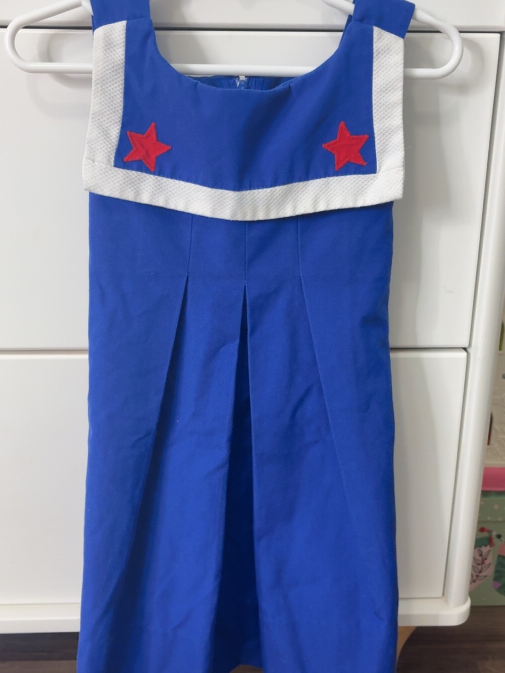 4T Florence Eiseman- Blue Sailor-Inspired Dress with Red Stars